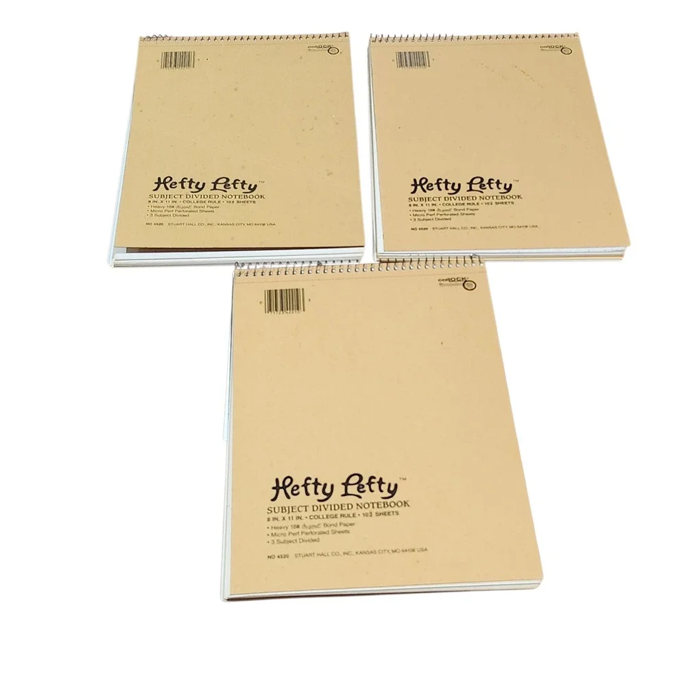 Stuart Hall Hefty Lefty Notebooks 3 Vintage Stationary College Rule 8x11 HTF